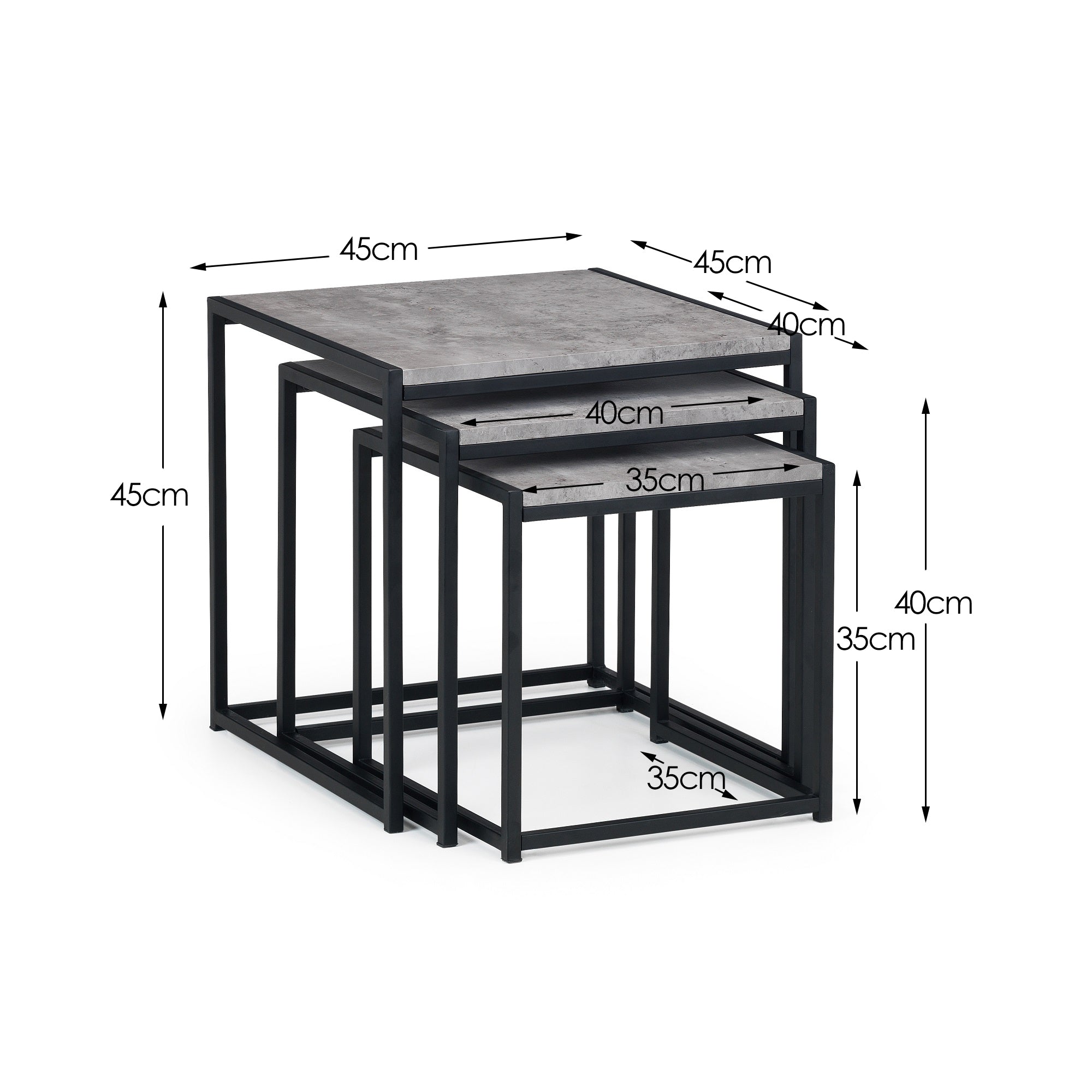 Lerwick Concrete Side Tables Nest of 3